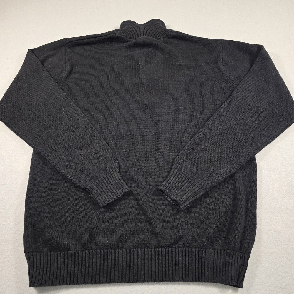 Oscar de la Renta Mens Large Black‎ Sweater Quarter Zip Striped Cotton Mock Neck - Picture 6 of 9